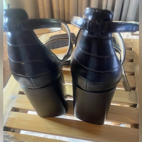 Calvin Klein 9 M, Dark Brown Sheryl Ankle Strap, Block Heel, Squared Toe Sandals - Picture 8 of 16